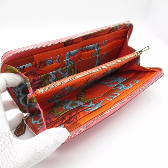 HERMES Azap SilkIn long Around zipper wallet X Epsom leather Rose azalee SHW - Picture 9 of 13